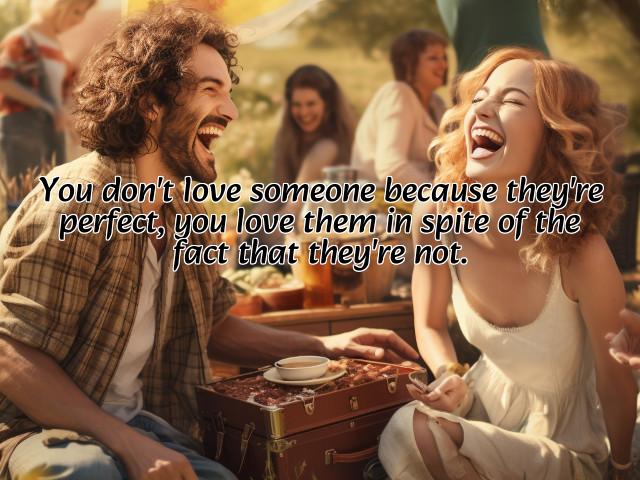 you don't love someone because they're perfect, you love them in spite of the fact that they're not. preview