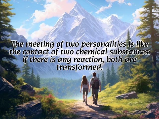 the meeting of two personalities is like the contact of two chemical substances: if there is any reaction, both are transformed. photos