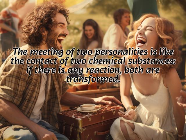 the meeting of two personalities is like the contact of two chemical substances: if there is any reaction, both are transformed. preview