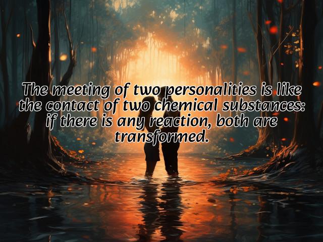 the meeting of two personalities is like the contact of two chemical substances: if there is any reaction, both are transformed. preview