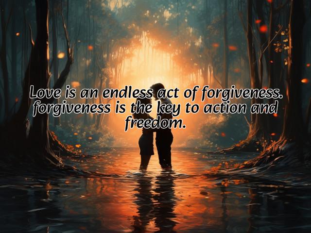 love is an endless act of forgiveness. forgiveness is the key to action and freedom. preview