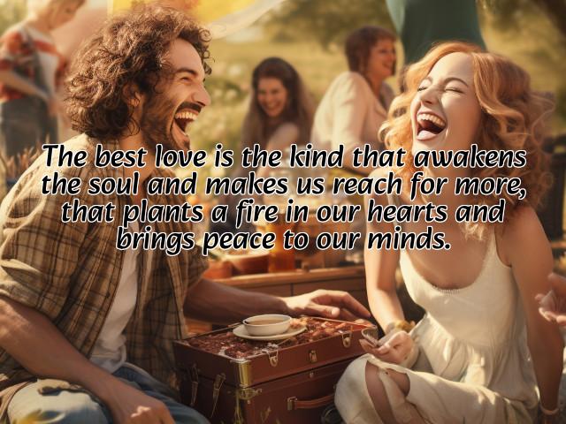 the best love is the kind that awakens the soul and makes us reach for more, that plants a fire in our hearts and brings peace to our minds. preview