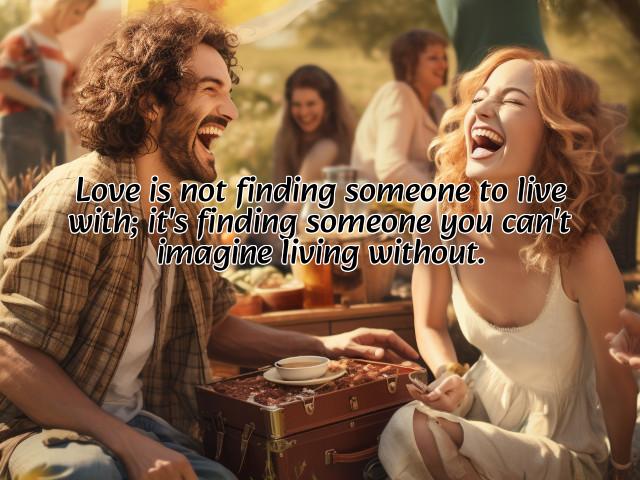 love is not finding someone to live with; it's finding someone you can't imagine living without. preview