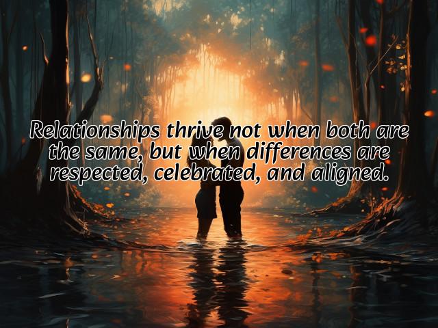 relationships thrive not when both are the same, but when differences are respected, celebrated, and aligned. preview