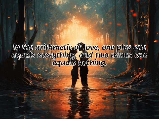 in the arithmetic of love, one plus one equals everything, and two minus one equals nothing. preview