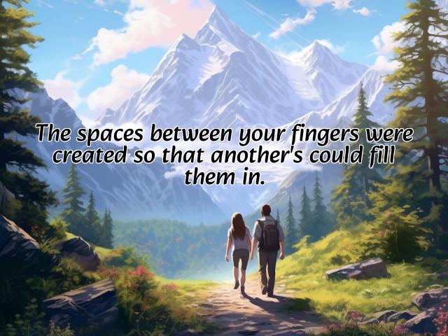 the spaces between your fingers were created so that another's could fill them in. photos