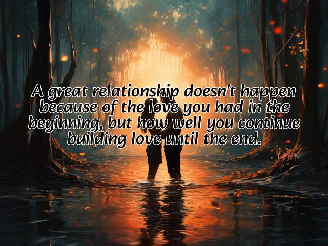 a great relationship doesn't happen because of the love you had in the beginning, but how well you continue building love until the end. preview