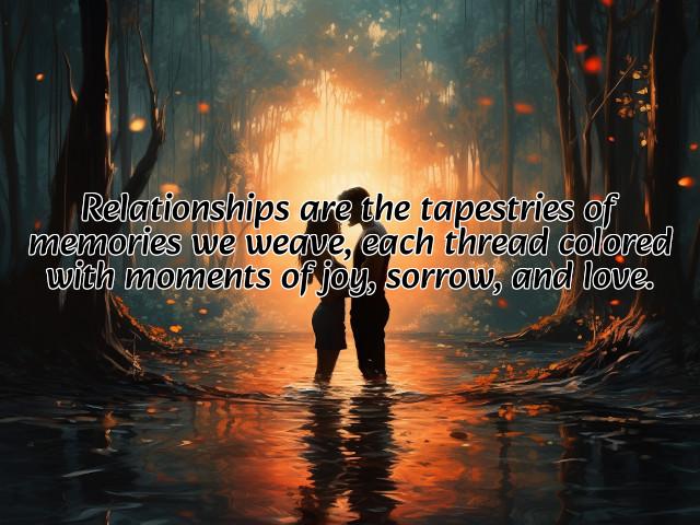 relationships are the tapestries of memories we weave, each thread colored with moments of joy, sorrow, and love. preview