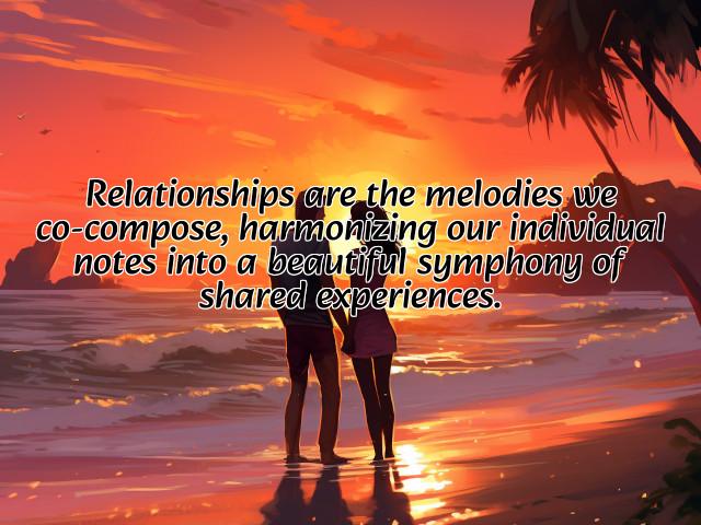 relationships are the melodies we co-compose, harmonizing our individual notes into a beautiful symphony of shared experiences. preview