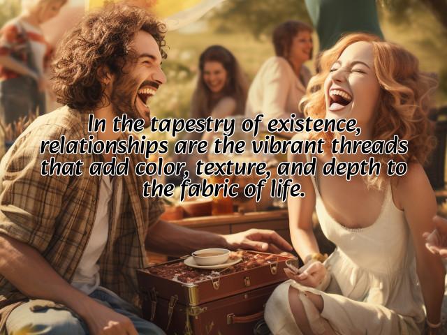 in the tapestry of existence, relationships are the vibrant threads that add color, texture, and depth to the fabric of life. preview