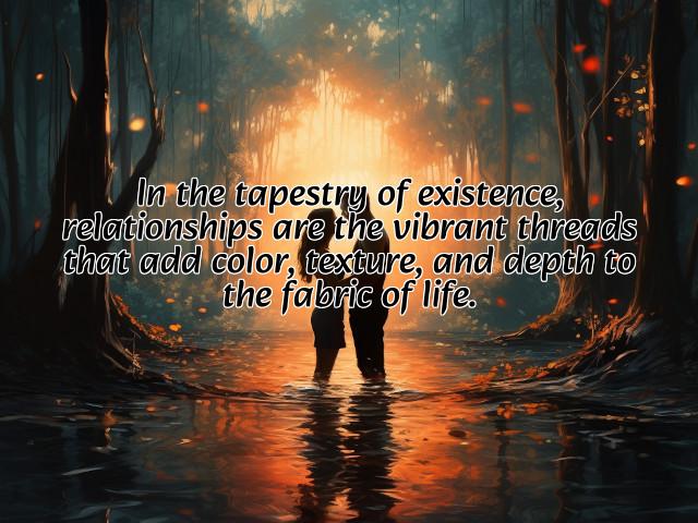 in the tapestry of existence, relationships are the vibrant threads that add color, texture, and depth to the fabric of life. preview