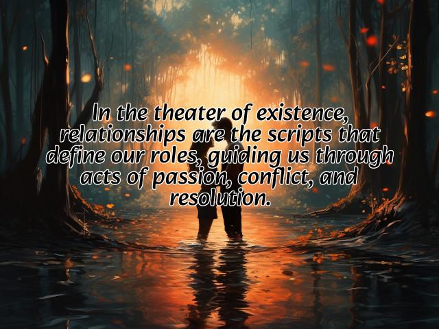 in the theater of existence, relationships are the scripts that define our roles, guiding us through acts of passion, conflict, and resolution. preview