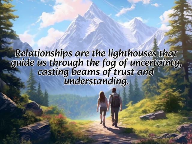 relationships are the lighthouses that guide us through the fog of uncertainty, casting beams of trust and understanding. photos