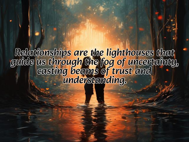 relationships are the lighthouses that guide us through the fog of uncertainty, casting beams of trust and understanding. preview