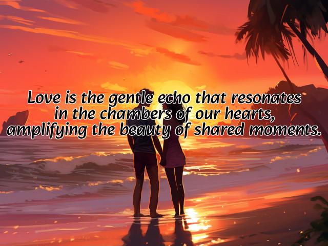 love is the gentle echo that resonates in the chambers of our hearts, amplifying the beauty of shared moments. preview