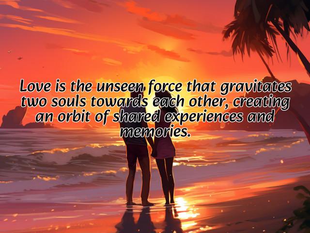 love is the unseen force that gravitates two souls towards each other, creating an orbit of shared experiences and memories. preview