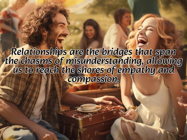 relationships are the bridges that span the chasms of misunderstanding, allowing us to reach the shores of empathy and compassion. preview