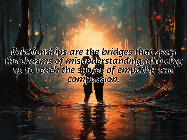 relationships are the bridges that span the chasms of misunderstanding, allowing us to reach the shores of empathy and compassion. preview