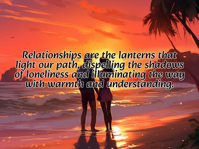 relationships are the lanterns that light our path, dispelling the shadows of loneliness and illuminating the way with warmth and understanding. preview