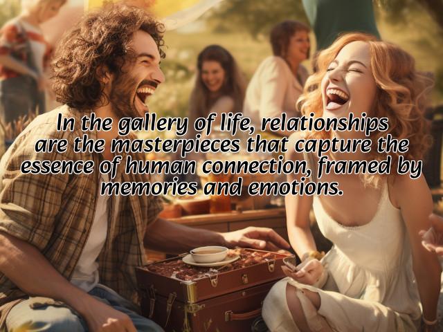 in the gallery of life, relationships are the masterpieces that capture the essence of human connection, framed by memories and emotions. preview