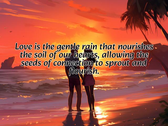 love is the gentle rain that nourishes the soil of our hearts, allowing the seeds of connection to sprout and flourish. preview