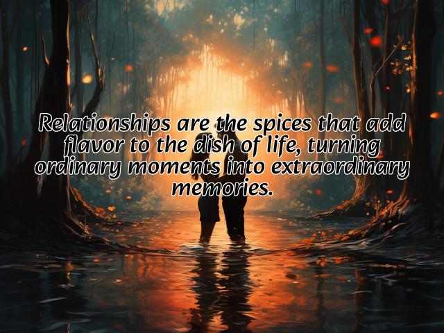 relationships are the spices that add flavor to the dish of life, turning ordinary moments into extraordinary memories. preview