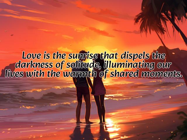 love is the sunrise that dispels the darkness of solitude, illuminating our lives with the warmth of shared moments. preview