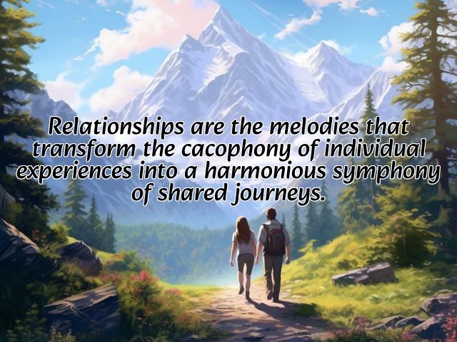 relationships are the melodies that transform the cacophony of individual experiences into a harmonious symphony of shared journeys. photos