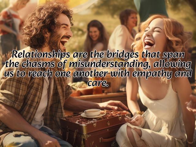 relationships are the bridges that span the chasms of misunderstanding, allowing us to reach one another with empathy and care. preview