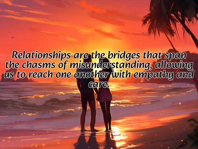 relationships are the bridges that span the chasms of misunderstanding, allowing us to reach one another with empathy and care. preview