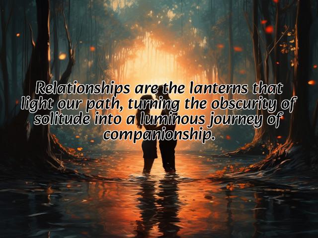 relationships are the lanterns that light our path, turning the obscurity of solitude into a luminous journey of companionship. preview