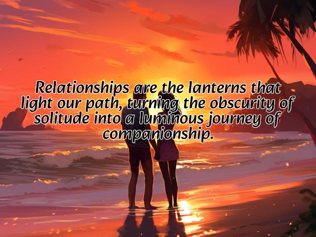 relationships are the lanterns that light our path, turning the obscurity of solitude into a luminous journey of companionship. preview