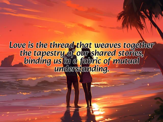 love is the thread that weaves together the tapestry of our shared stories, binding us in a fabric of mutual understanding. preview