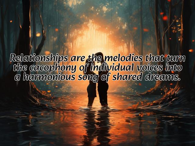 relationships are the melodies that turn the cacophony of individual voices into a harmonious song of shared dreams. preview