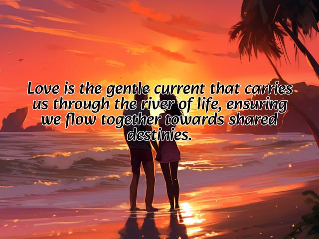 love is the gentle current that carries us through the river of life, ensuring we flow together towards shared destinies. preview