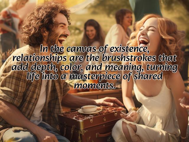 in the canvas of existence, relationships are the brushstrokes that add depth, color, and meaning, turning life into a masterpiece of shared moments. preview