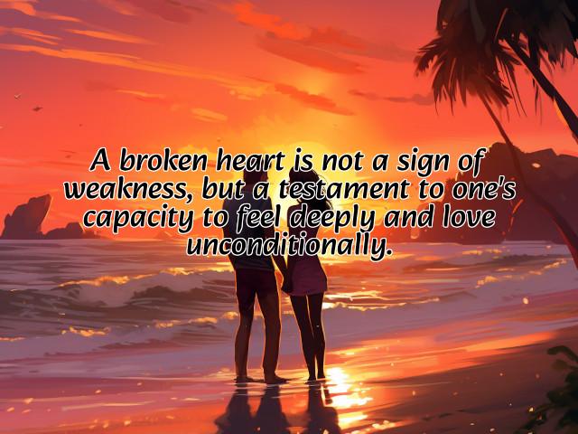 a broken heart is not a sign of weakness, but a testament to one's capacity to feel deeply and love unconditionally. preview