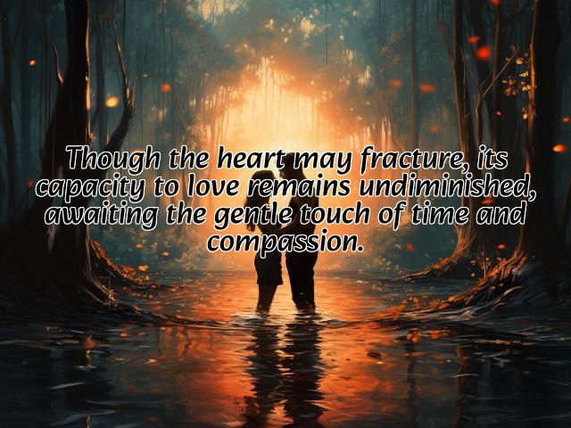 though the heart may fracture, its capacity to love remains undiminished, awaiting the gentle touch of time and compassion. preview